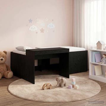 vidaXL Hoge Bed Frame met Bureau voor Kinderen Zwart 80 x, Eenpersoons, Verzenden, Zwart, Nieuw