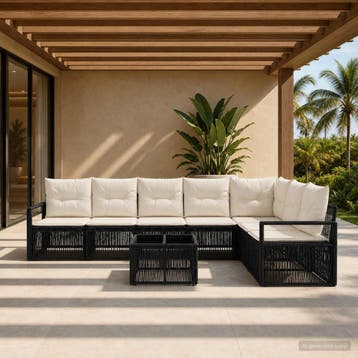 vidaXL Tuinbankenset 8 st Zwart poly rattan, Verzenden, Nieuw, 8 zitplaatsen