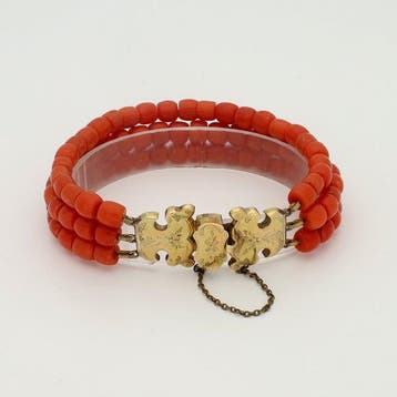 Armband - 14 karaat Geel goud - Bloedkoraal, Nieuw