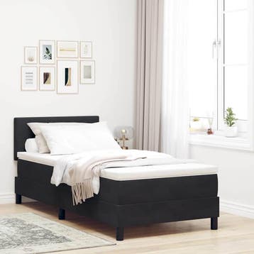 vidaXL LED Box Spring Bed met hoofdeinde Zwart 100 x 200 cm, Verzenden, Nieuw, Zwart, Stof