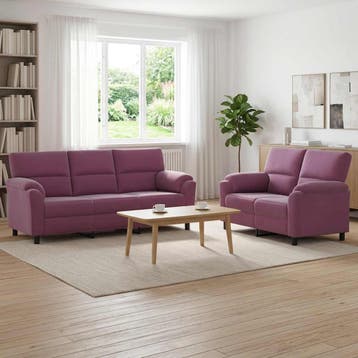 vidaXL Bankstel 2 pcs Paars fluweel, Verzenden, Nieuw, Stof, 200 tot 250 cm
