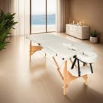 2 zone massagetafel met 5cm matras en houten frame - beige, Verzenden, Nieuw