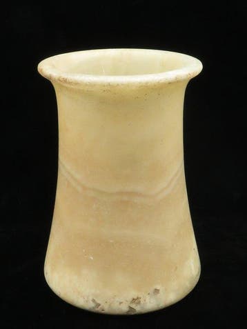 Oud-Egyptisch calciet-travertijn Rituele vaas - 17.5 cm