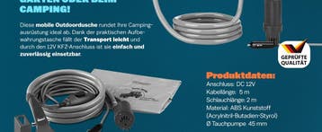 Campingdouche Antraciet met Onderwaterpomp Kunststof 12V, Caravans en Kamperen, Kampeeraccessoires, Verzenden, Nieuw