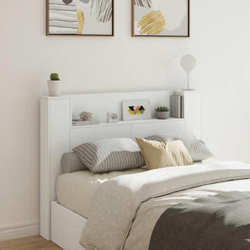 vidaXL Hoofdbord Kast met LED Wit Bewerkt hout, Huis en Inrichting, Slaapkamer | Bedden, Verzenden, Nieuw, Wit, Hout