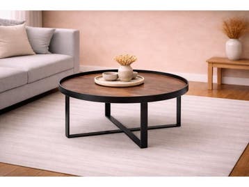 Veiling - Salontafel Hanna natural - Hout - Poot metaal zwar, Nieuw