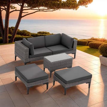 Rotanlounge met aluminium frame Bellaria - grijs, Tuin en Terras, Tuinsets en Loungesets, Verzenden, Nieuw