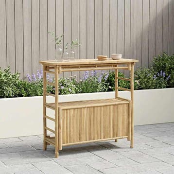 vidaXL Buiten Bartafel Naturel 110 x 50 x 105 cm Bamboe, Verzenden, Nieuw, Hout