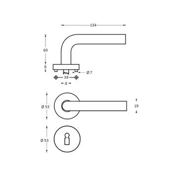 Intersteel Deurkruk Halfrond 90° op rozet met, Verzenden, Nieuw