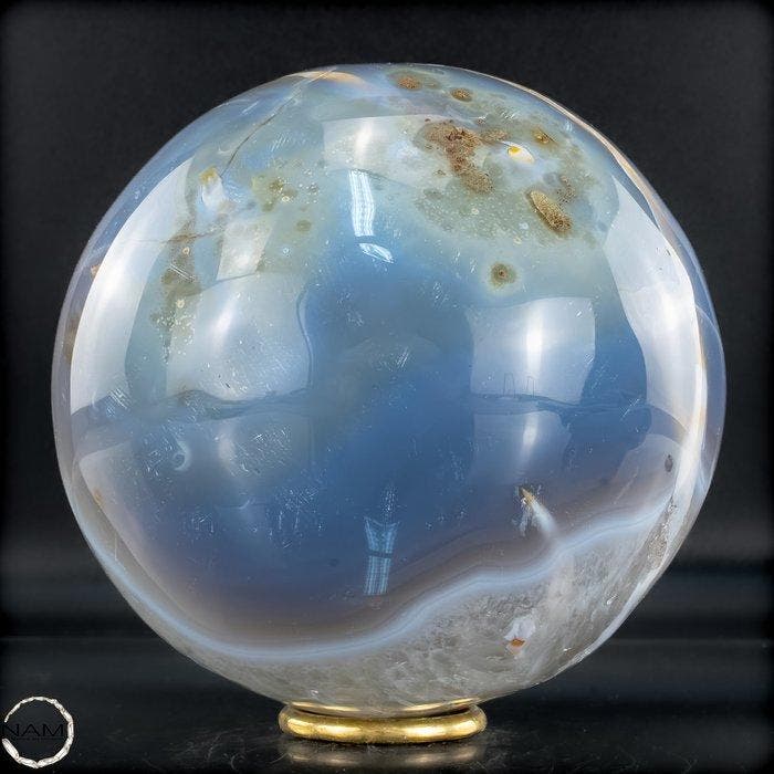 Zeldzame natuurlijke agat Orca Bol- 3413.15 g, Verzamelen, Mineralen en Fossielen
