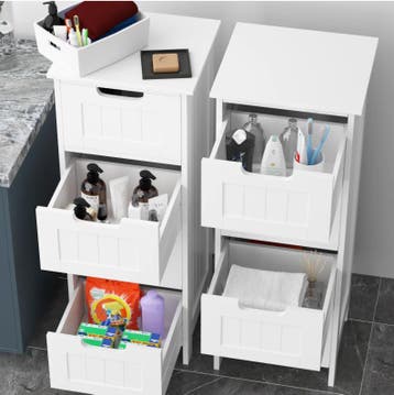 Witte Badkamerkast met 4 Lades – MDF Vrijstaand Opbergmeubel, Huis en Inrichting, Kasten | Ladekasten, Verzenden, Nieuw
