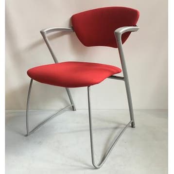 (MDK-105695) Car wachtkamerstoel rood, Huis en Inrichting, Stoelen, Ophalen of Verzenden, Gebruikt, Rood