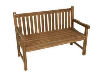 Lesli tuinbank teak rechte rug 130 cm, Nieuw, Hardhout
