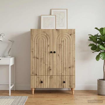 vidaXL Dressoir Artisanaal eiken 66 x 34,5 x 95 cm Bewerkt, Verzenden, Nieuw, Overige houtsoorten, Minder dan 50 cm