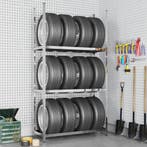 vidaXL Bandenrek 3-laags 110x40x200 cm staal zilverkleurig, Verzenden, Nieuw