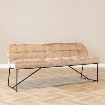 50% Korting: Velvet eetkamerbank Janna taupe 220 cm, Ophalen, Zo goed als nieuw, Grijs, Velvet chique, Modern