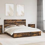 vidaXL Opslag bed met lade Gerookt eiken 180 x 200 cm, Huis en Inrichting, Slaapkamer | Bedden, Verzenden, Nieuw, Bruin, Hout