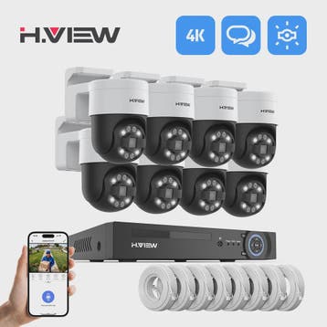 H.VIEW 8-Kanaals 4K/8MP Beveiligingscamera Systeem met PTZ &, Verzenden, Nieuw