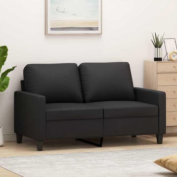 vidaXL Tweezitsbank 120 cm kunstleer zwart, Verzenden, Nieuw, Tweepersoons, Leer