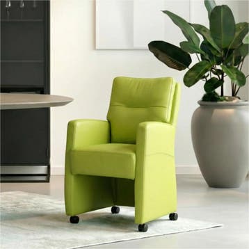 Set van 8 Leren eetkamerstoelen Sharp - Hermes Lime, Huis en Inrichting, Stoelen, Ophalen of Verzenden, Nieuw, Leer