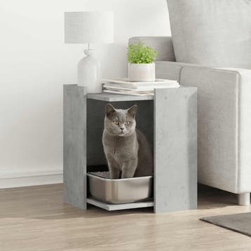 vidaXL Kattenbakkast 42x42x51 cm bewerkt hout betongrijs, Verzenden, Nieuw
