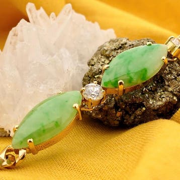 Gouden gourmetschakel armband met jade en zirconia, Gebruikt, Ophalen of Verzenden, Met edelsteen, Goud