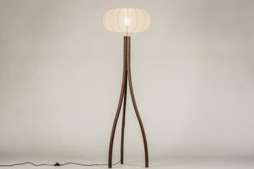 Rietveld Vloerlampen - Bruin, Beige, Hout - Stof, Hout, Verzenden, Nieuw