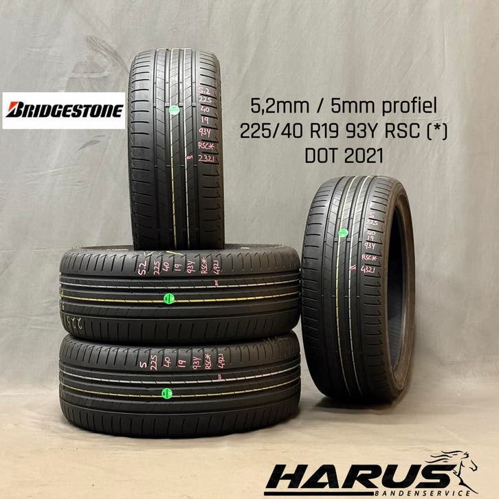 225/40/19 93Y RSC Bridgestone zomerbanden 5,2/5mm profiel, Auto-onderdelen, Banden en Velgen, 19 inch, Erkend duurzaam, Zomerbanden