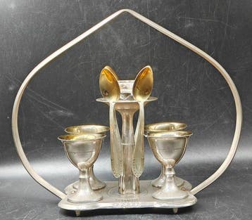 Eierhouder set (4) - alapacca en vermeil - Eierdopjeservice