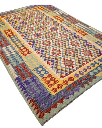 Kelim tapijt Afghan perzisch 299x212 wollen vloerkleed, Blauw, 200 cm of meer,  Perzisch tapijt kelim killim wollen vloerkleed handgeknoopt 