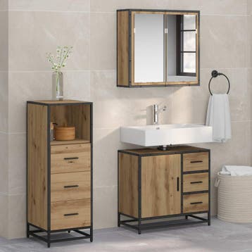 vidaXL Badkamermeubelset 3 st Artisan Eiken 35 x 37,5 x 100, Verzenden, Nieuw, Overige typen