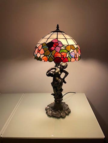 Tafellamp - Bloemsierkunst - Glas, Lood - Tiffany-stijl Art