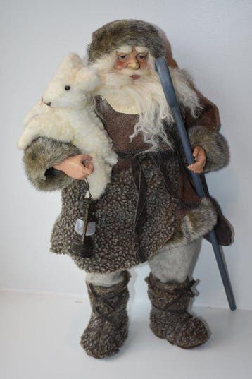 Kerstdecoratie - nostalgische kerstman (45 cm) met schaap ,, Nieuw