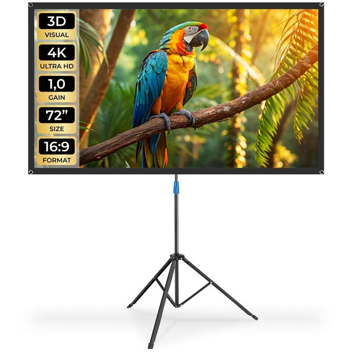 Beamerscherm Cinema met inklapbaar statief, 16:9, 4K, HD, Audio, Tv en Foto, Televisiebeugels, Verzenden