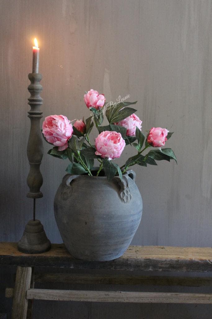 Namaak pioenrozen in pot Pink 44 cm, Huis en Inrichting, Woonaccessoires | Kunstplanten en Kunstbloemen, Nieuw, Ophalen of Verzenden