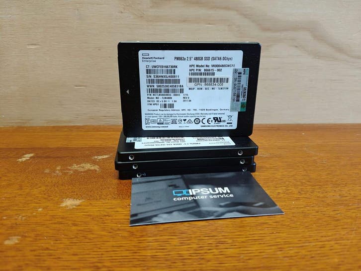 HPE PM863a 2,5 inch 480gb SSD P/N: 866615-002, Computers en Software, Harde schijven, Refurbished, Ophalen of Verzenden