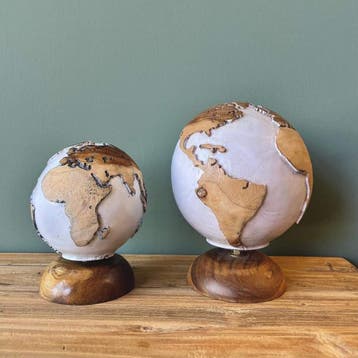 Houten Wereldbol wit -  15 cm, Ophalen of Verzenden, Nieuw