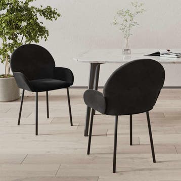 vidaXL Eetkamerstoelen 2 st fluweel zwart, Huis en Inrichting, Stoelen, Verzenden, Nieuw, Zwart