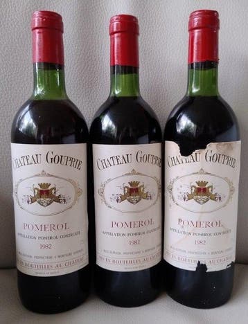 1982 Chateau Gouprie - Pomerol - 3 Flessen (0.75 liter), Nieuw
