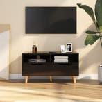 vidaXL Tv-meubel 90x40x48,5 cm bewerkt hout hoogglans zwart, Verzenden, Nieuw, 50 tot 100 cm, Minder dan 100 cm