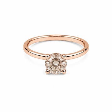 Ring - 14 karaat Roségoud - 1.00ct. tw. Bruin Diamant, Nieuw