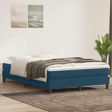 vidaXL Boxspring zonder matras fluweel donkerblauw 160x220, Huis en Inrichting, Verzenden, Nieuw, Blauw, Stof