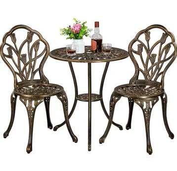 Hand painted brass color iron table set - Salontafel (3) -
