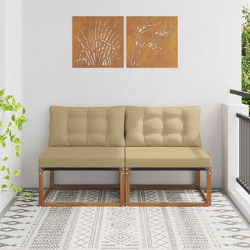vidaXL Buiten Midden Sofa 2 st 2-zits Massief Acaciahout, Tuin en Terras, Verzenden, Nieuw, 2 zitplaatsen