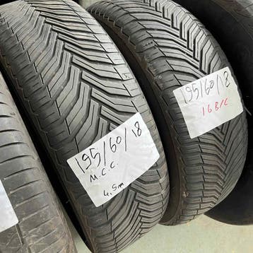2 x Michelin CrossClimate 195-60-18 4 Seizoenbanden 4,5mm, 18 inch, Gebruikt, Ophalen of Verzenden, All Season