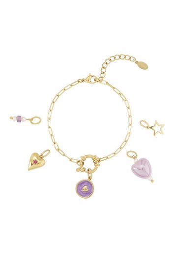 Goudlief Purple heart diy-armband (Charme armbanden), Verzenden, Nieuw, Zilver, Overige materialen
