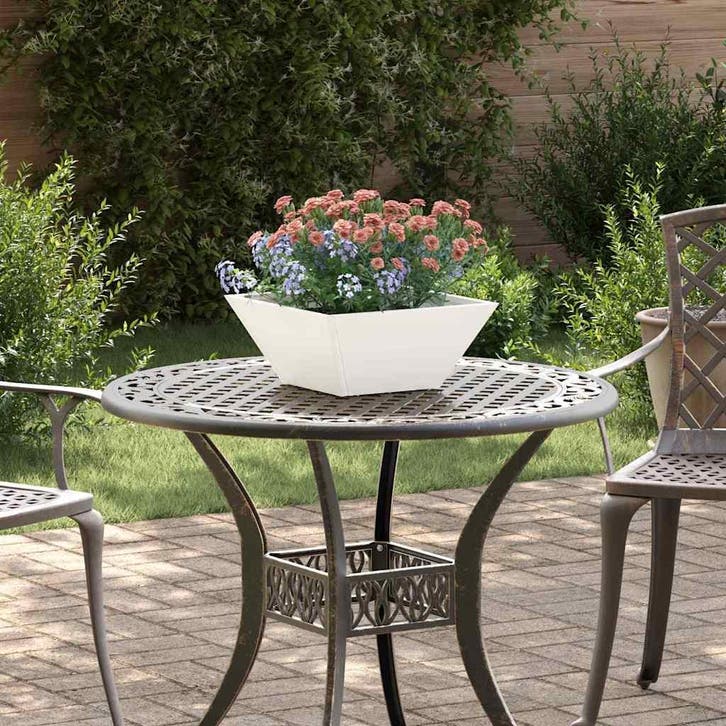 vidaXL Tuin Bloempot Wit 35 x 35 x 15 cm Koudgewalst staal, Tuin en Terras, Bloembakken en Plantenbakken, Minder dan 60 cm, Nieuw
