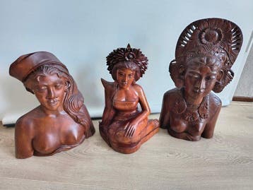 3 Balinese Sculpturen - Buste - Indonesië, Antiek en Kunst