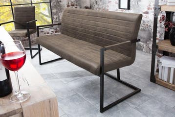 industrieele sledebank LOFT 160cm taupe met armleuning -, Huis en Inrichting, Banken | Bankstellen, Ophalen of Verzenden, Nieuw