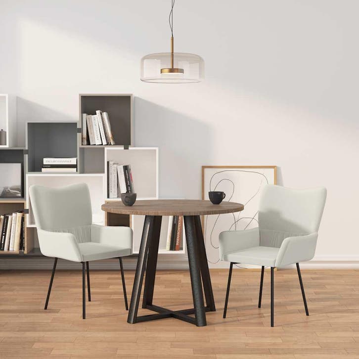 vidaXL Eetkamerstoelen 2 st fluweel crèmekleurig, Huis en Inrichting, Stoelen, Nieuw, Verzenden